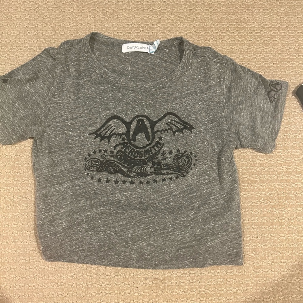 crop t shirt, Aerosmith, women’s XS, brand: daydreamer, gray, black